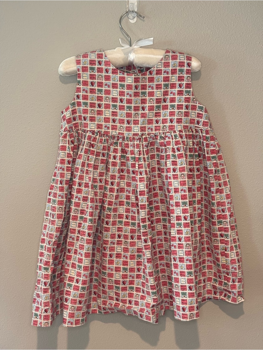 Girls Pink Printed Sleeveless Cotton Dress